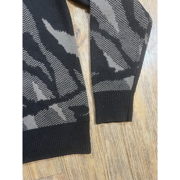 Athleta Jacquard Crew Sweater XS Camo Black And Brown Merino Wool Blend - Picture 2 of 8